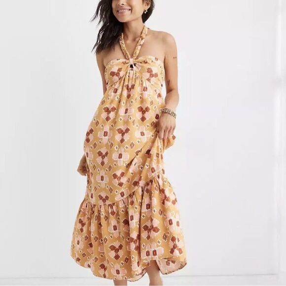 NWT Aerie Linen Blend Halter Maxi Sun Dress Size M - Picture 1 of 10